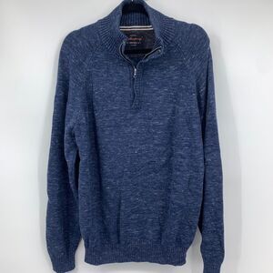 Weatherproof Mens Large Pullover Quarter Zip Sweater Heathered Blue Grandpa Core